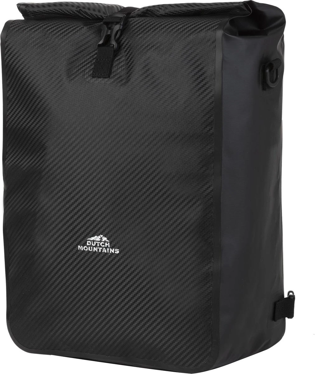 Dutch Mountains Enkele Fietstas | Rugzak | 100% Waterdicht | Fietstas, Schoudertas En Rugtas In 1 | 28 Liter | Carbon / Zwart