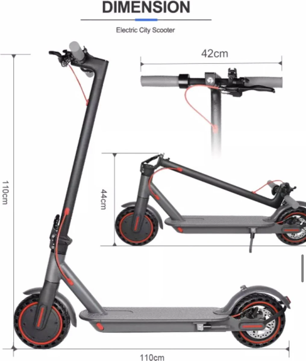 Comfort Inz - Long Range E Scooter - Elektrische Opvouwbare Step - 10.5Ah 350W - IOS Android Max. 31km/h - Afbeelding 6