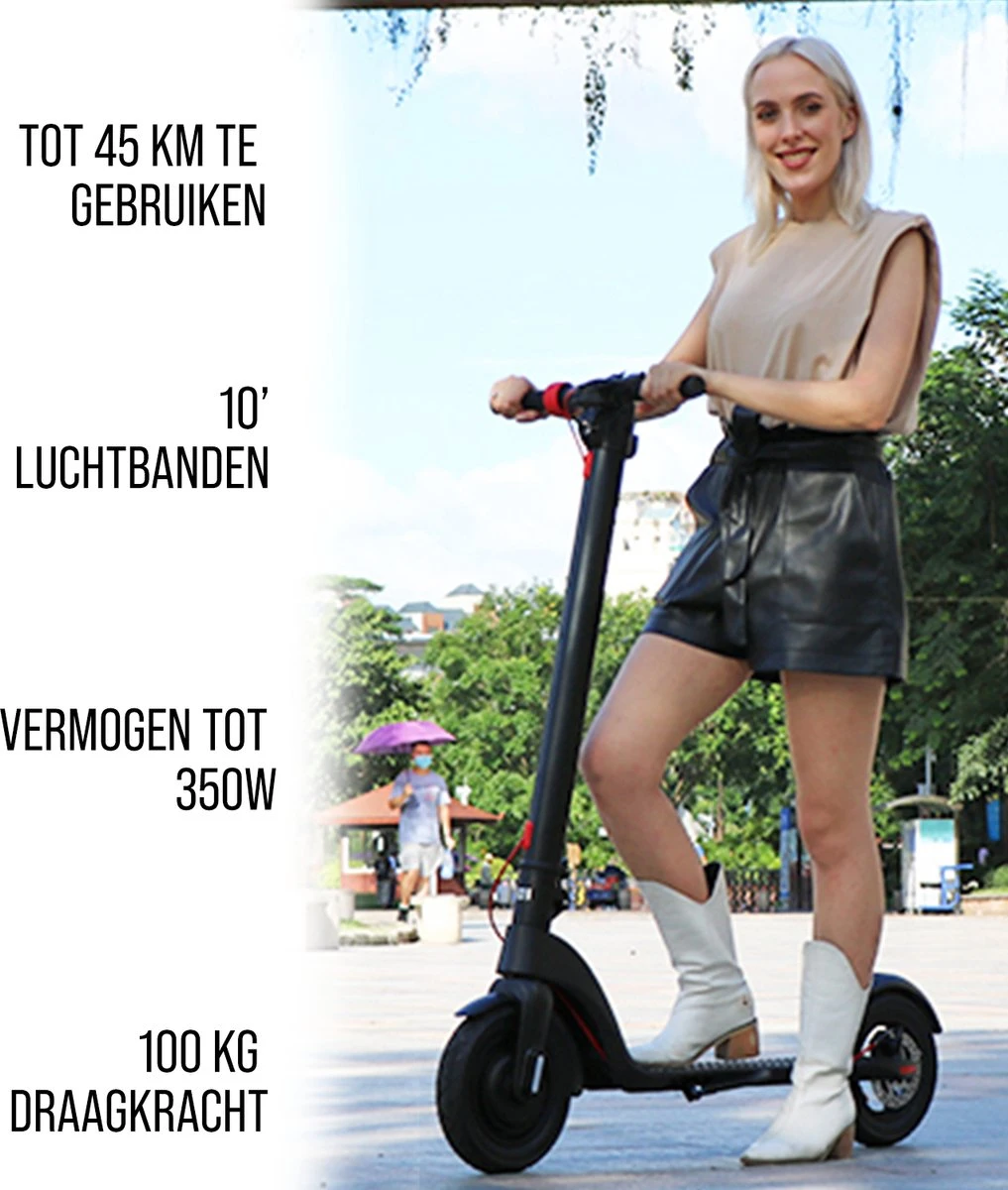 Elektrische Step Pro Voor Volwassenen - Elektrische Scooter Met 10'' Luchtbanden - Motorvermogen E Step Van 350W - Bereik Tot 45km Aan Snelheid Van 25km/u - Afbeelding 8
