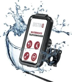 DistinQ Telefoonhouder Fiets Waterdicht XL (6 Tot 7 Inch) - 360 Graden Draaibaar - Fiets, Scooter & Motor - GSM Houder Fiets - Waterdicht IP67 - Zwart
