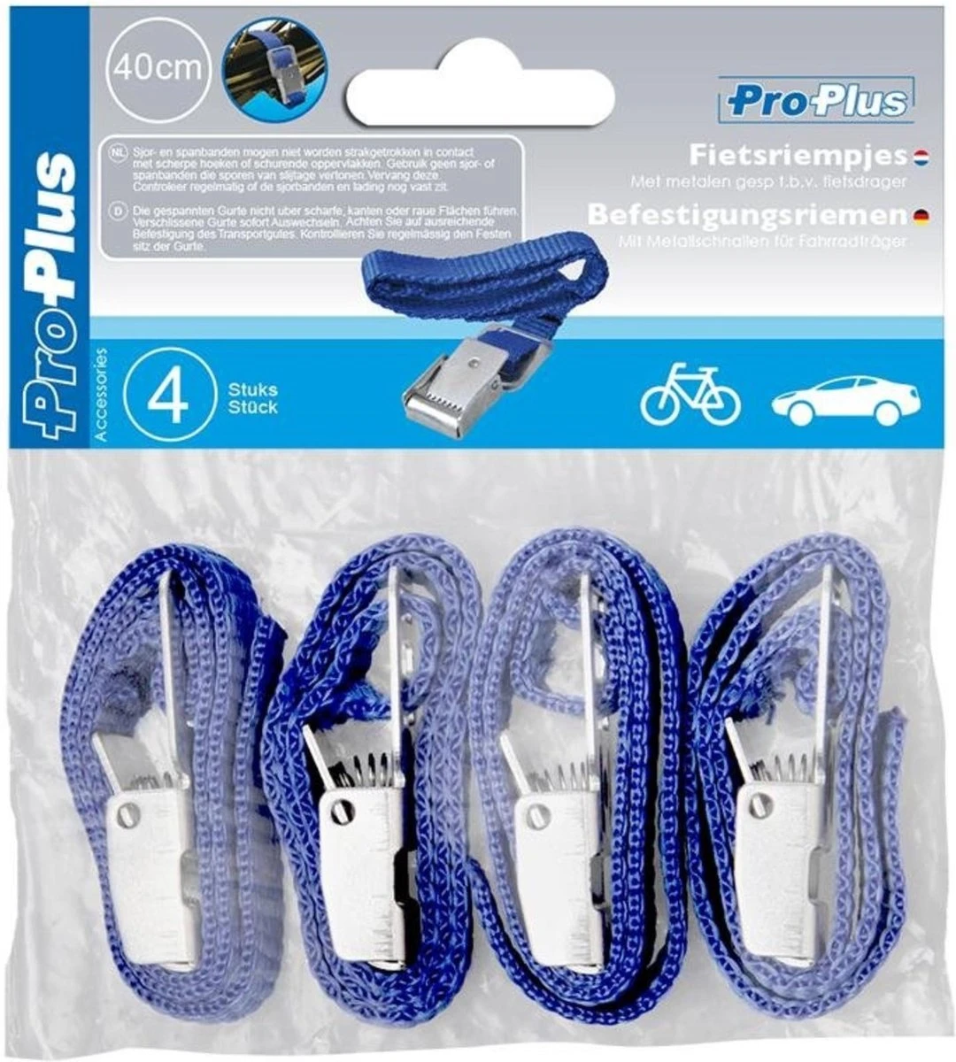 PROPLUS Pro Plus Fietsriempjes Met Metalen Gesp - Fietsendrager - 4 Stuks - Afbeelding 5