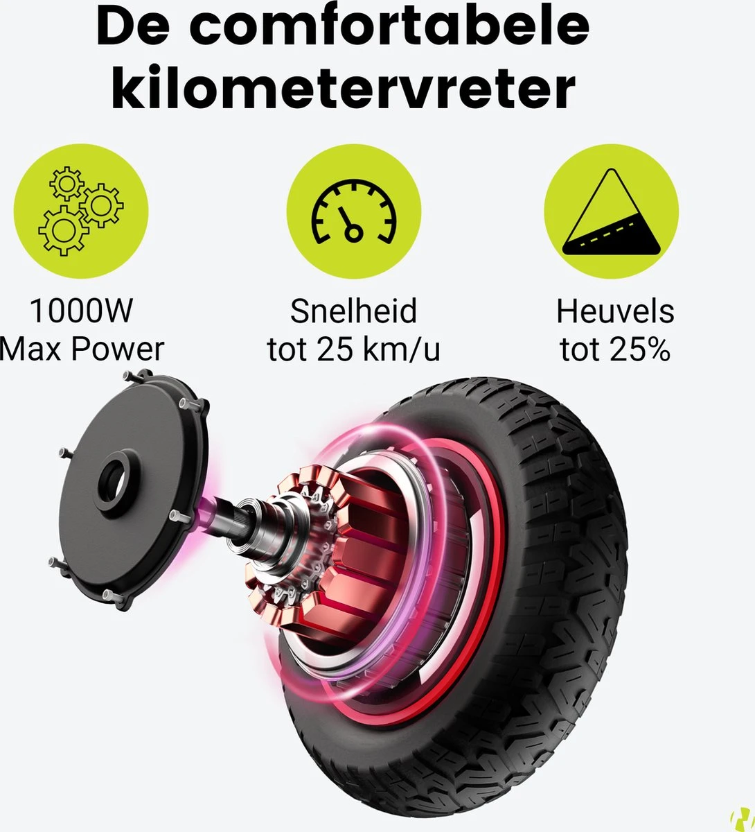 NAVEE N65 Elektrische Step Voor Volwassenen - Elektrische Scooter Met 10'' Luchtbanden - Motorvermogen E Step Van 500W Tot 1000W - Bereik Tot 65km Aan Snelheid Van 25km/u - Afbeelding 6