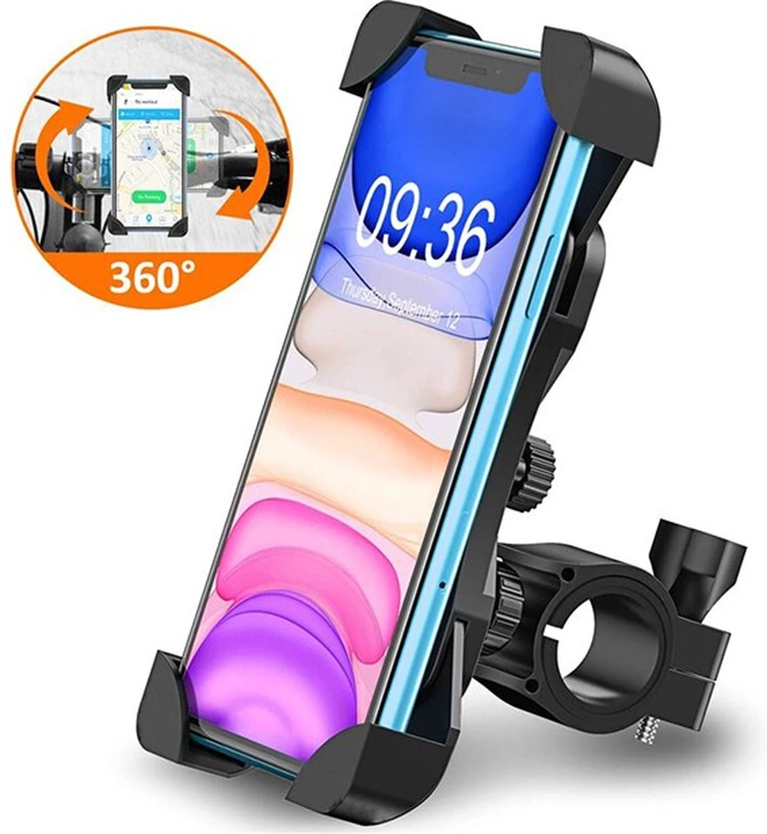 Besjaar Telefoonhouder Fiets - Motor - Scooter Met 360 Graden Rotatie - Universeel Vorm- Telefoonhouders Fiets - Gsm Houder Fiets - Fiets Telefoonhouder - Motorhouders- Voor Smartphone IPhone En Samsung