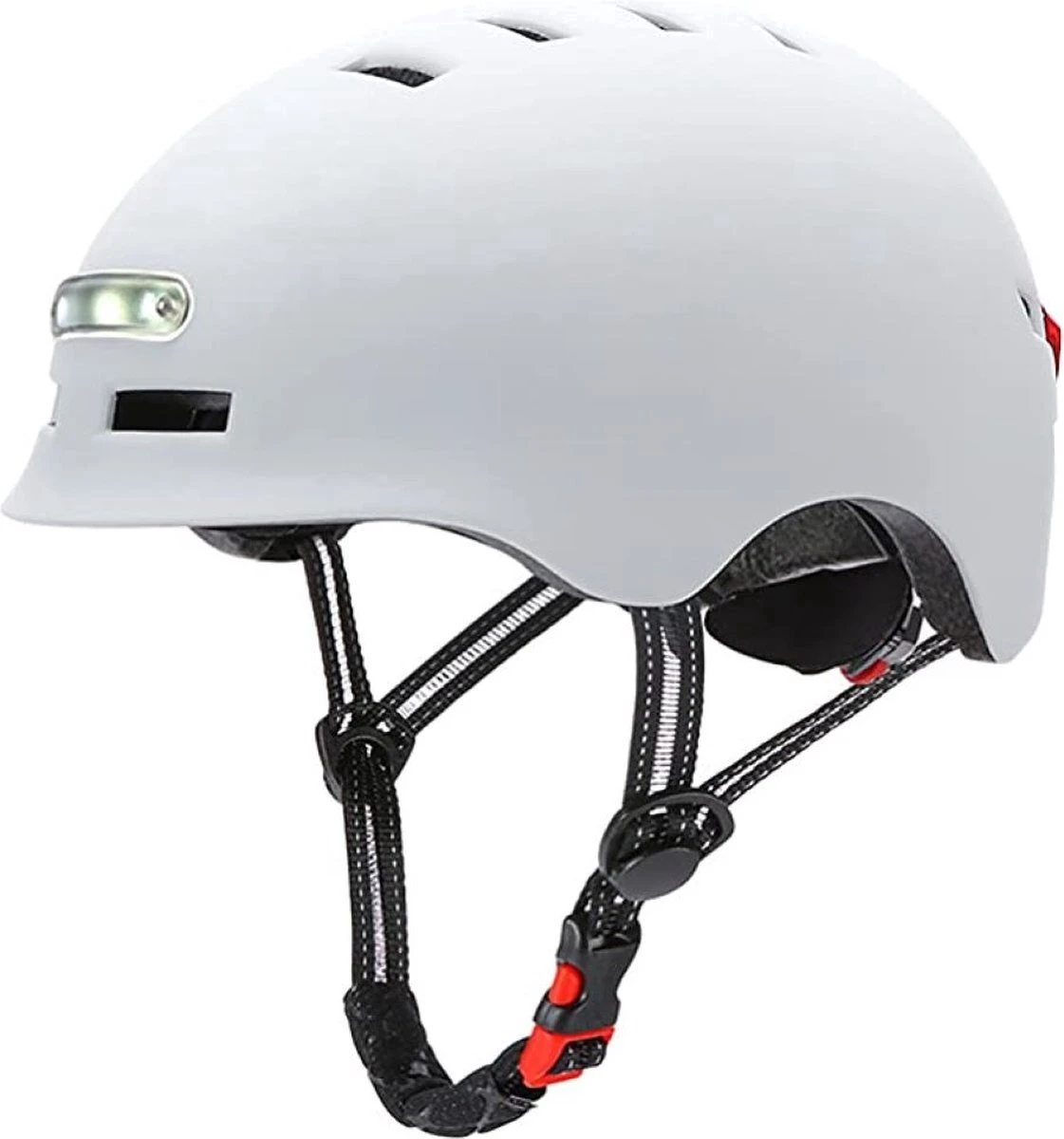 Fietshelm-Met Voor- En Achterlicht-Skatehelm -Maat-M-54 Tot 57cm-Helm Wit - LED Verlichting