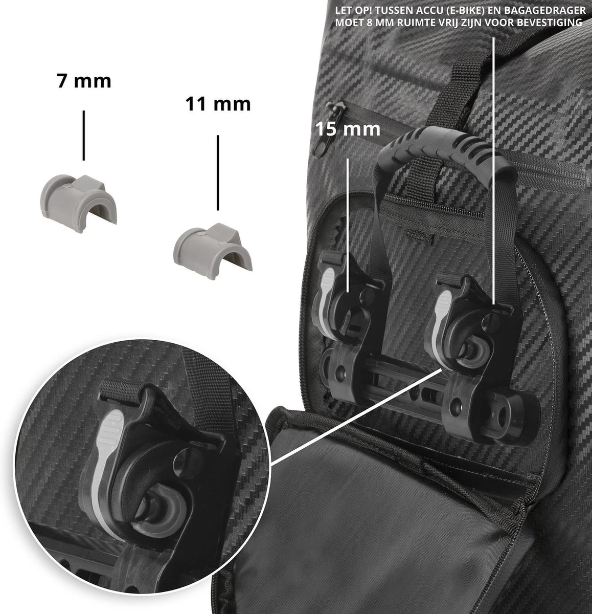 Dutch Mountains Enkele Fietstas | Rugzak | 100% Waterdicht | Fietstas, Schoudertas En Rugtas In 1 | 28 Liter | Carbon / Zwart - Afbeelding 8