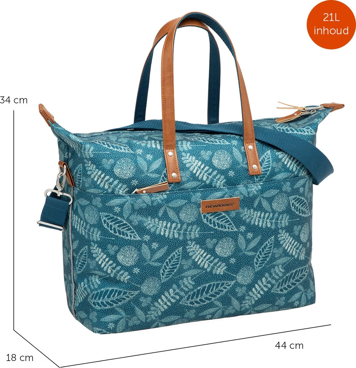 New Looxs Tendo Forest Enkele Fietstas Laptoptas Shopper - 15 Inch Laptopvak - 21 Liter - Blauw - Afbeelding 4