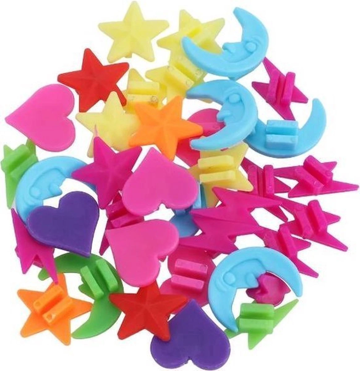 Merkloos Fiets Spaakkralen 36 Stuks - Spaakkralen -fietskraal Sterren Manen Hartjes -fiets Kralen - Fietskraal Kinderfiets -spaakkralen Voor Een Kinderfiets- Spaakkralen Kinderen- Fietskralen -fietskralen Kind -spaakkraal Kinderen - Gekleurde Spaak Kralen- - Afbeelding 2