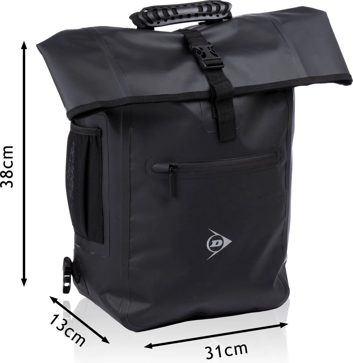 Dunlop Rolltop Laptop Rugzak - 4 Draagopties - Fietsrugzak Waterdicht - 25 L - Incl. Bidonhouder - Zwart - Afbeelding 3
