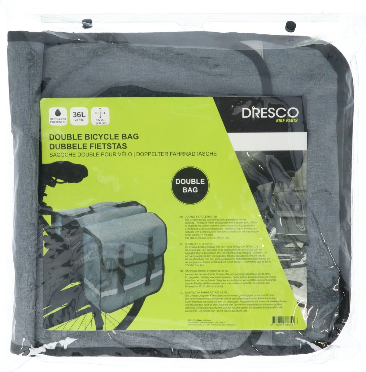 Dresco Dubbele Fietstas 36 Liter - Grijs - Afbeelding 4