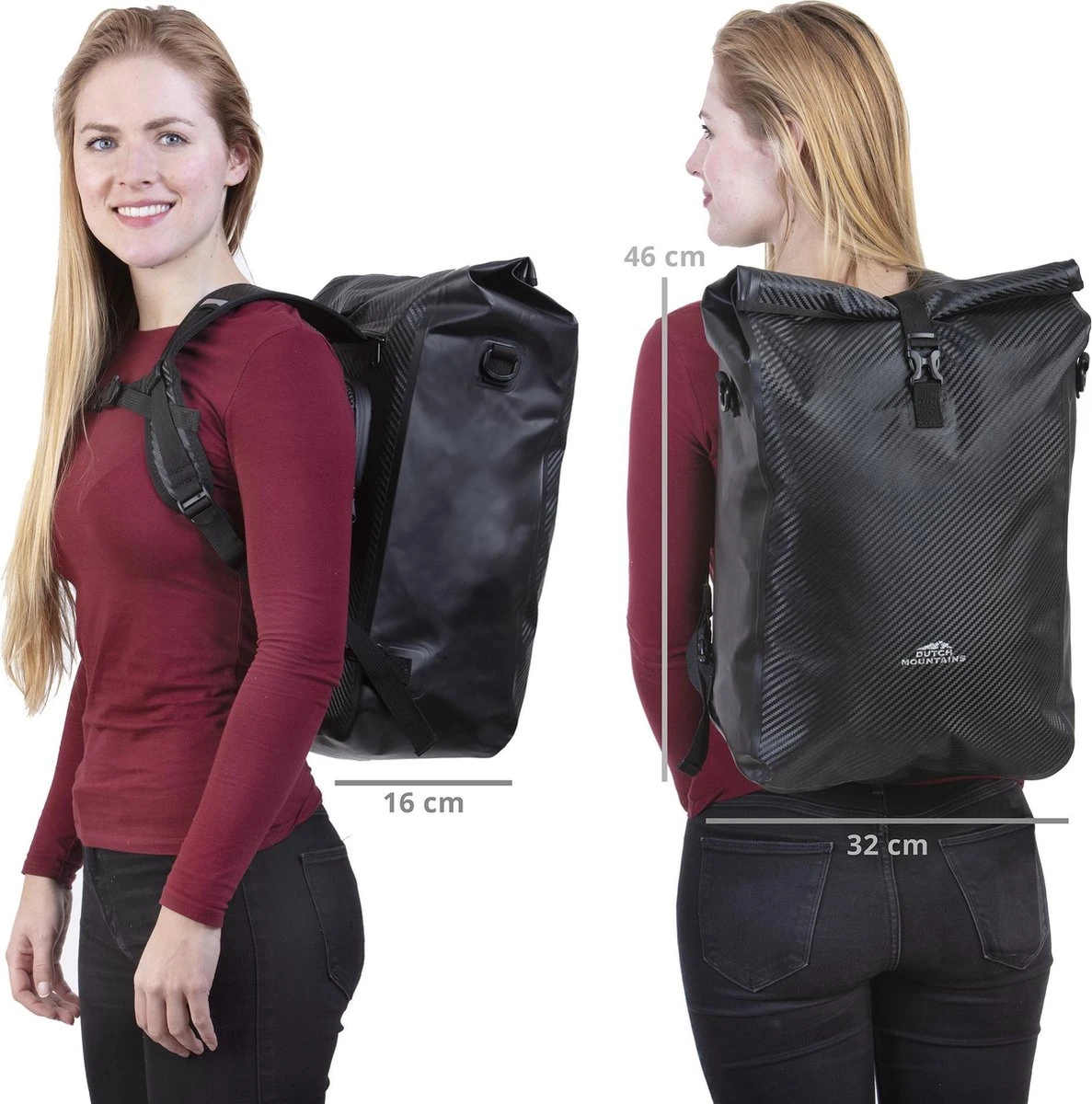 Dutch Mountains Enkele Fietstas | Rugzak | 100% Waterdicht | Fietstas, Schoudertas En Rugtas In 1 | 28 Liter | Carbon / Zwart - Afbeelding 3