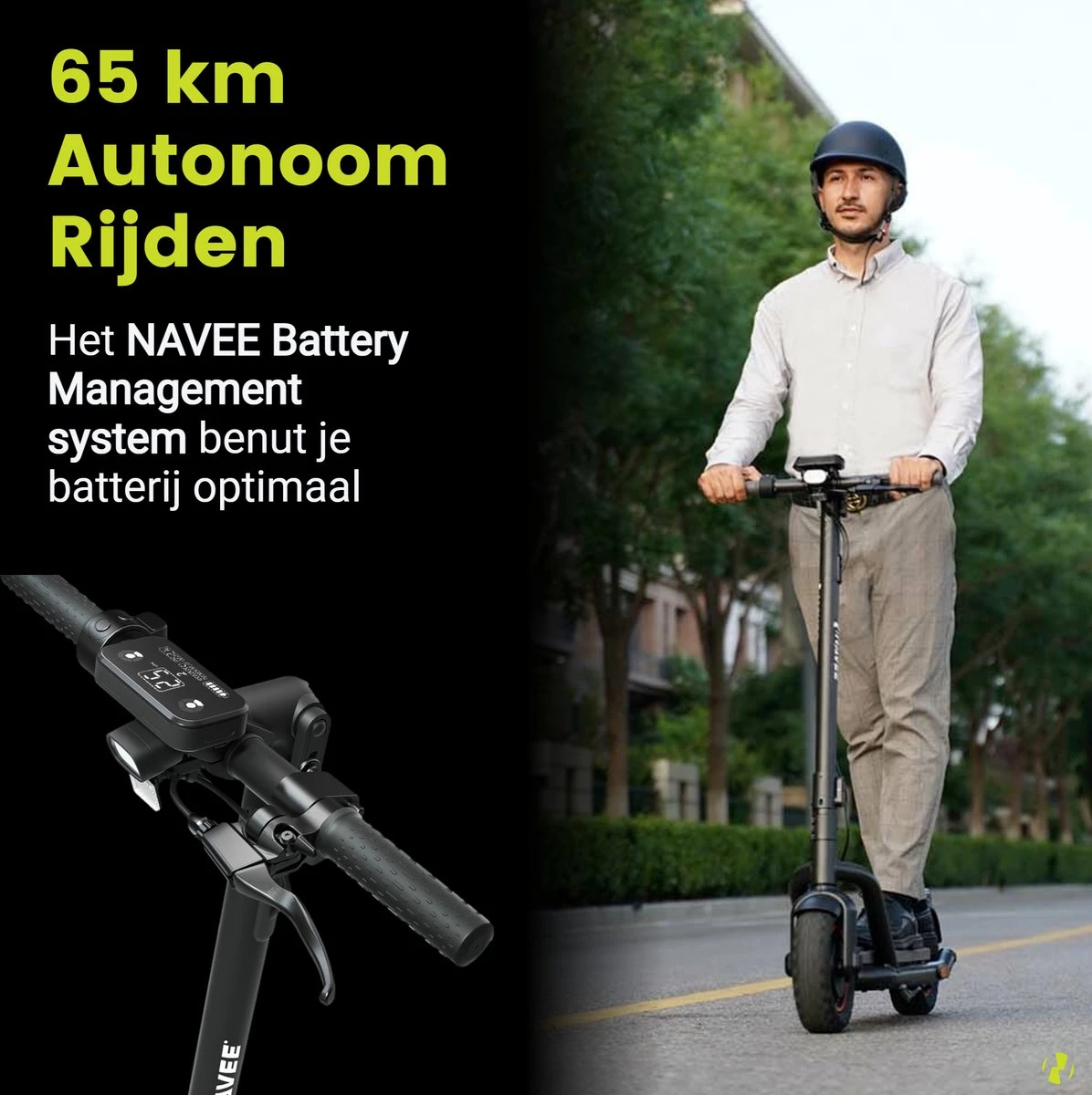 NAVEE N65 Elektrische Step Voor Volwassenen - Elektrische Scooter Met 10'' Luchtbanden - Motorvermogen E Step Van 500W Tot 1000W - Bereik Tot 65km Aan Snelheid Van 25km/u - Afbeelding 5