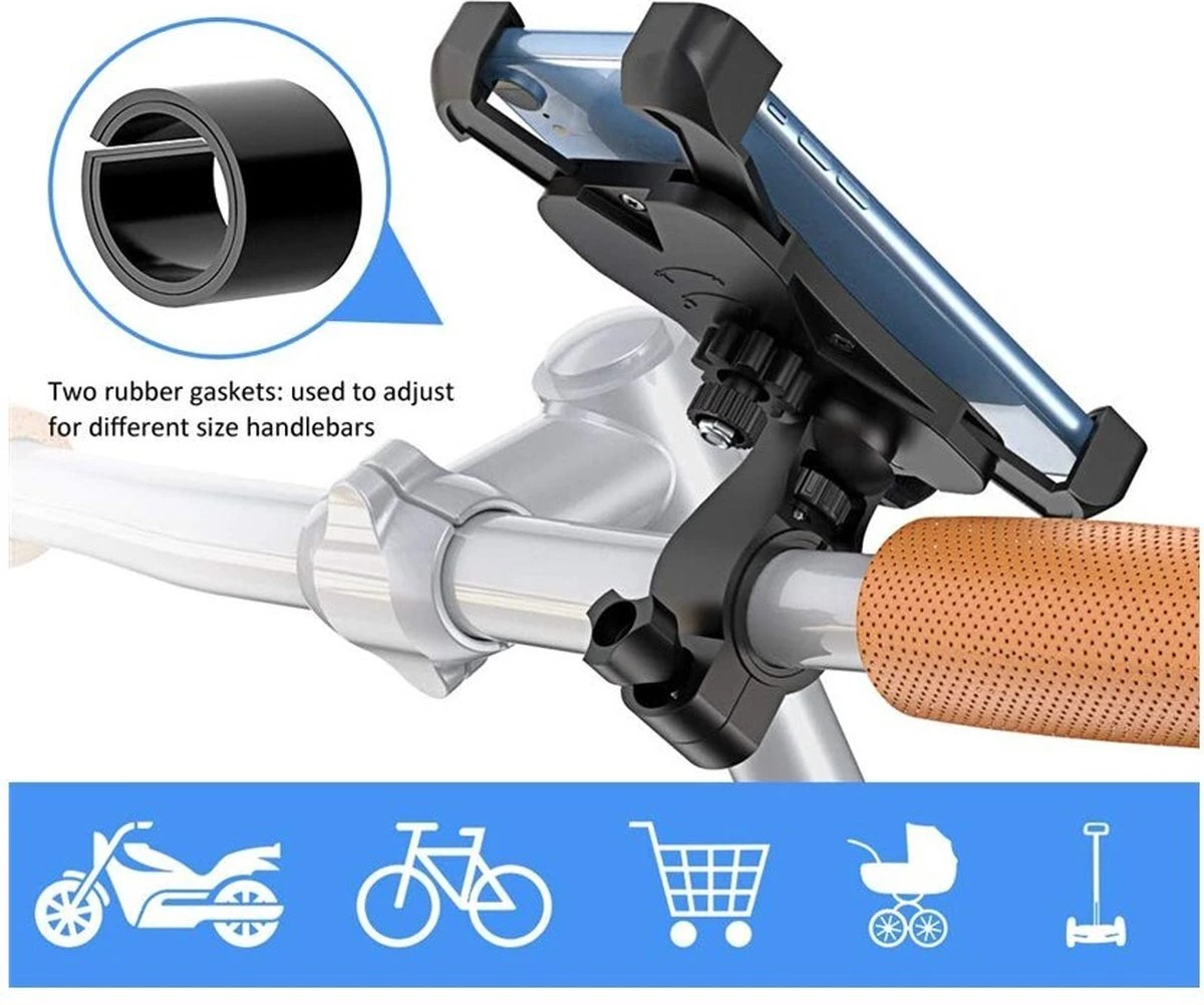 Besjaar Telefoonhouder Fiets - Motor - Scooter Met 360 Graden Rotatie - Universeel Vorm- Telefoonhouders Fiets - Gsm Houder Fiets - Fiets Telefoonhouder - Motorhouders- Voor Smartphone IPhone En Samsung - Afbeelding 3