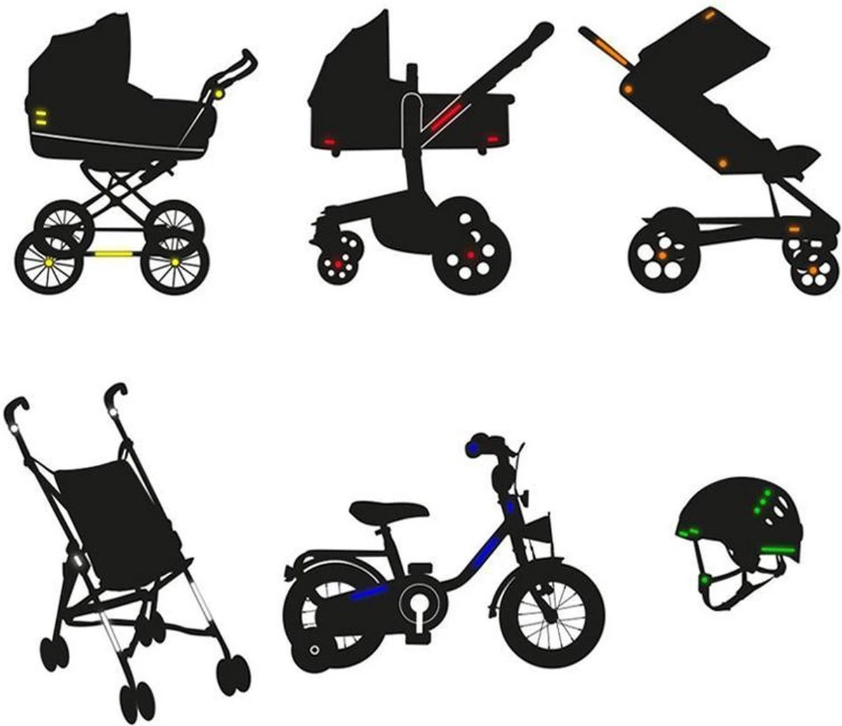 Reflecterende Veiligheids Stickers Rood - Reflectie Tape Voor In Het Verkeer - Maak Wandelwagens, Koffers, Buggy's, Skelters, Helms, Fietsen Etc Goed Zichtbaar In Het Donker. - Afbeelding 3