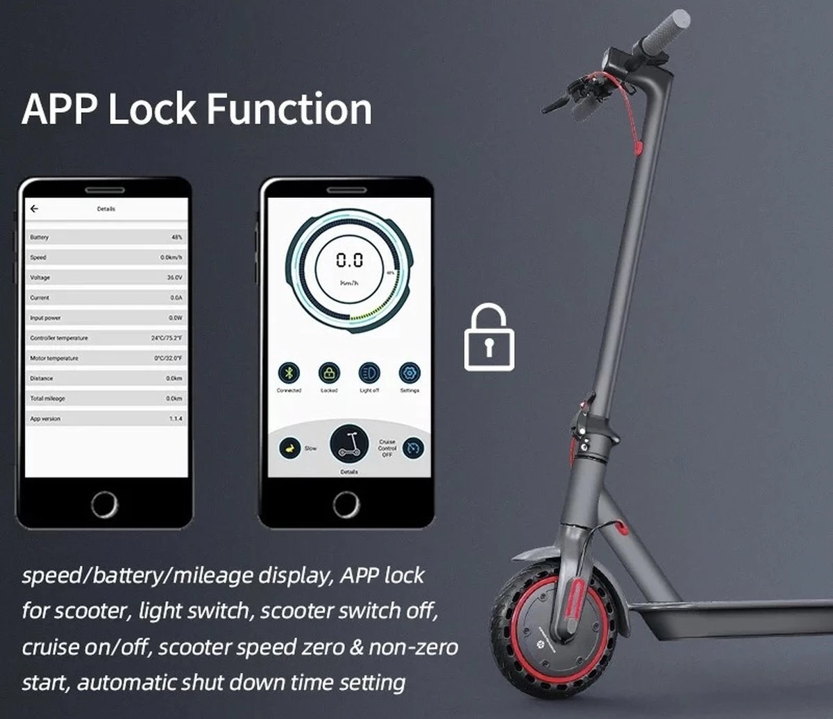 Comfort Inz - Long Range E Scooter - Elektrische Opvouwbare Step - 10.5Ah 350W - IOS Android Max. 31km/h - Afbeelding 14