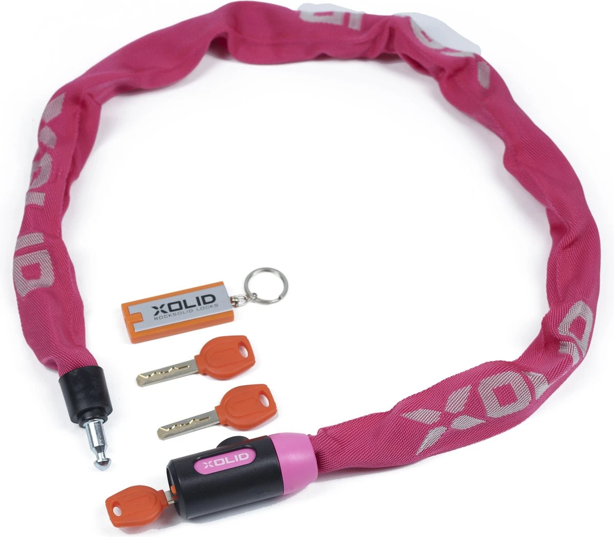 Xolid Kettingslot Fiets - Roze - Fietsslot Ketting - Slot 90CM