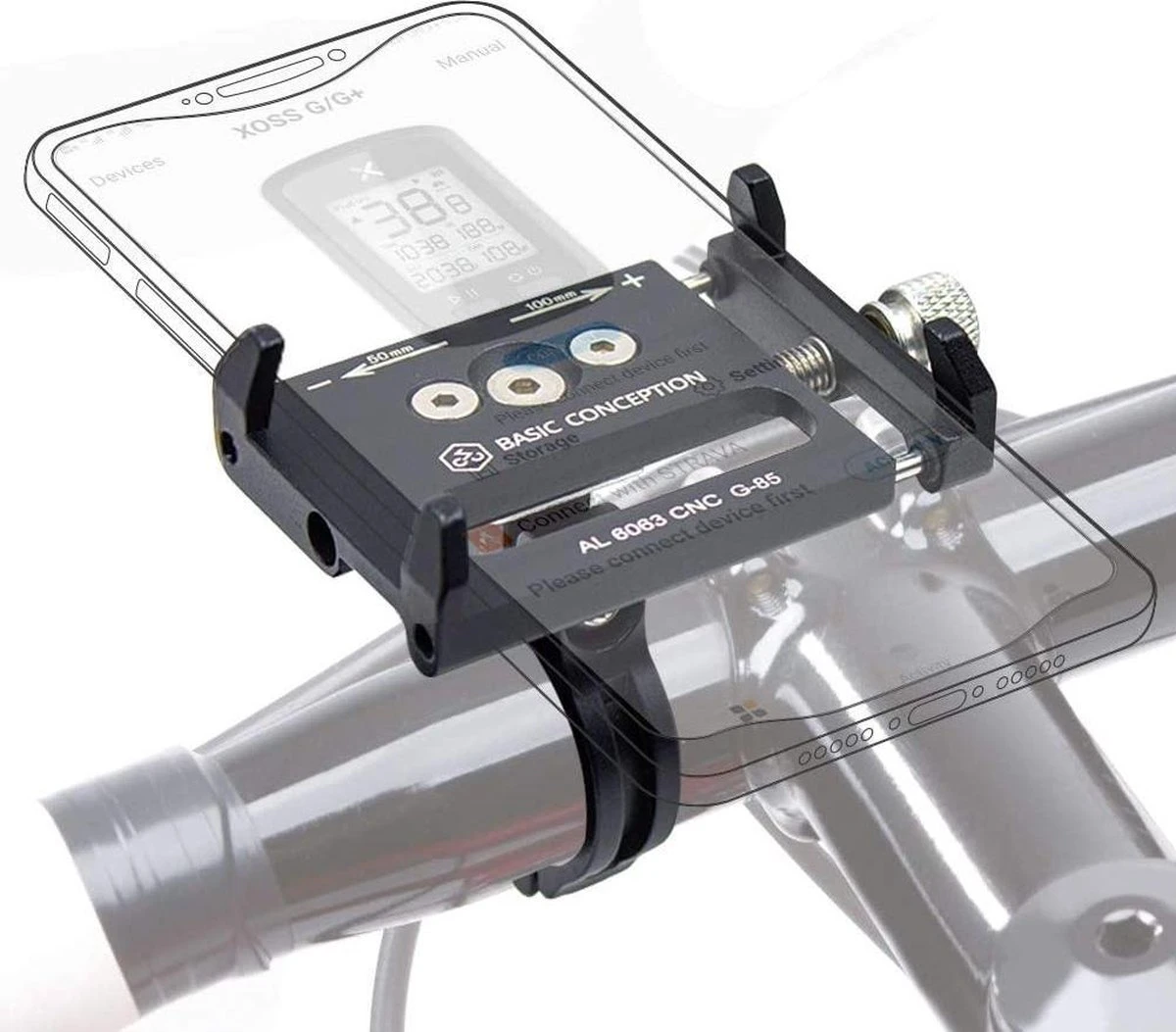 Fiets - En Motor Houder - Aluminium Fietsthouder Met 360 ° Rotatie Verstelbare Stuur Telefoonhouder