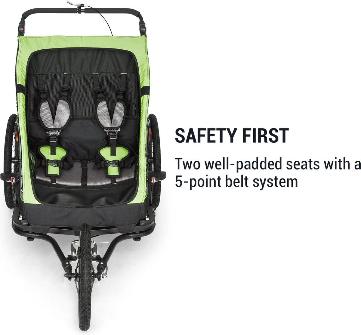 Klarfit Kiddy King Fietskar Voor Kinderen - Fietsaanhanger Voor 1 Tot 2 Kinderen Vanaf 12 Maanden - Joggerbuggy - Met Gaas En Regehoes - Inclusief Opbergruimte - Afbeelding 4