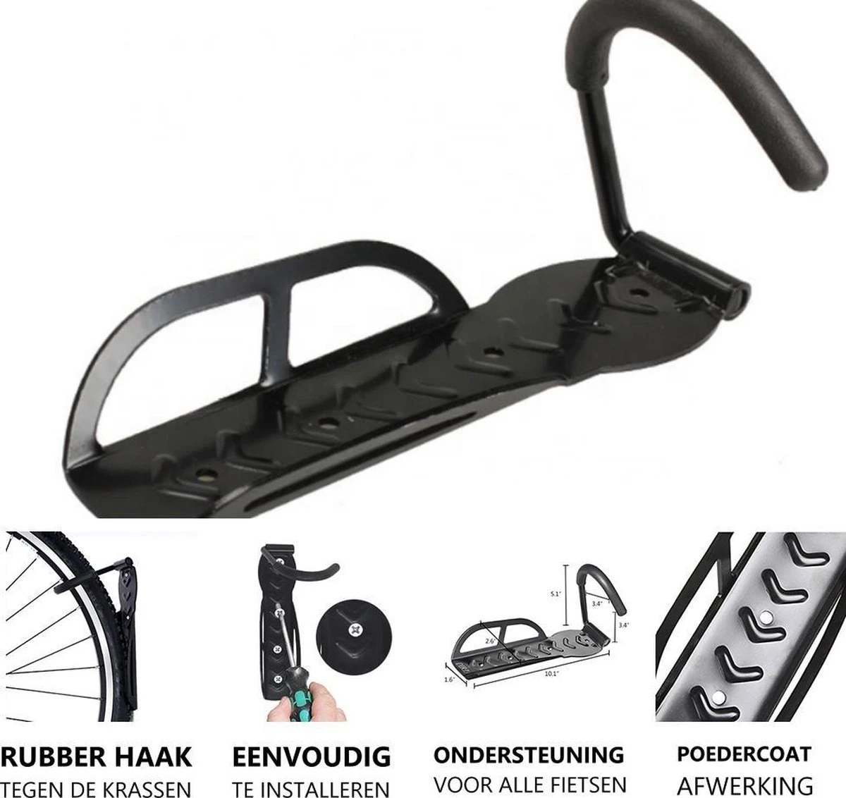 Merkloos Fiets Ophangsysteem 2x | Fietshaak | Muurbeugel | Ophangbeugel | Fietsbeugel | Fietsenrek - Afbeelding 2