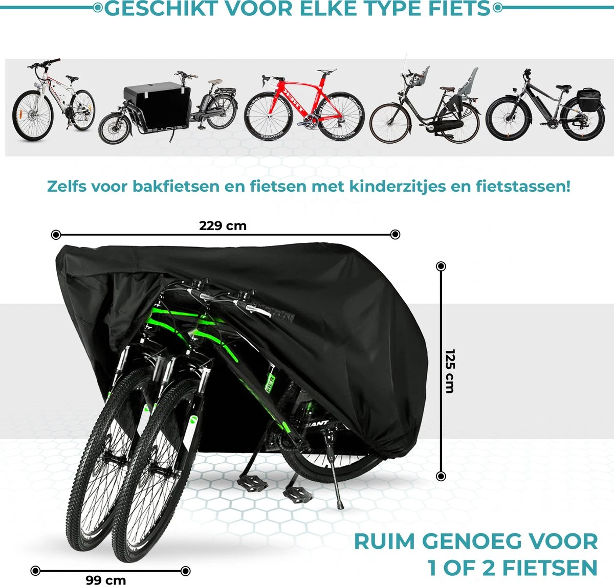 Aomni Universele Fietshoes - Voor 1 Fiets Of 2 Fietsen - Waterdicht En Ultra Sterk - Incl. Opbergzak - Afbeelding 7
