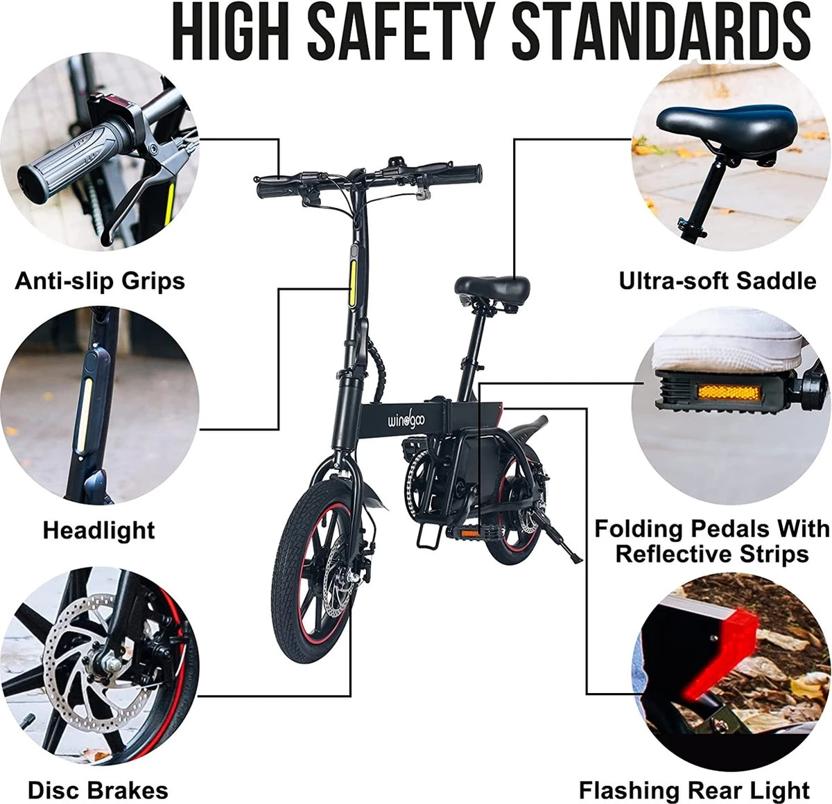 Windgoo B20 V3 - Elektrische Vouwfiets - E Bike - 250W 7.8Ah Batterij - APP IOS Android - 14 Inch - 25 KM/H - Zwart - Afbeelding 9