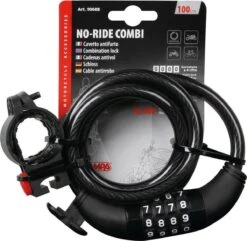 No-Ride Combi Fietsslot Kabelslot Cijferslot 10mm X 100cm Zwart Incl. Framehouder