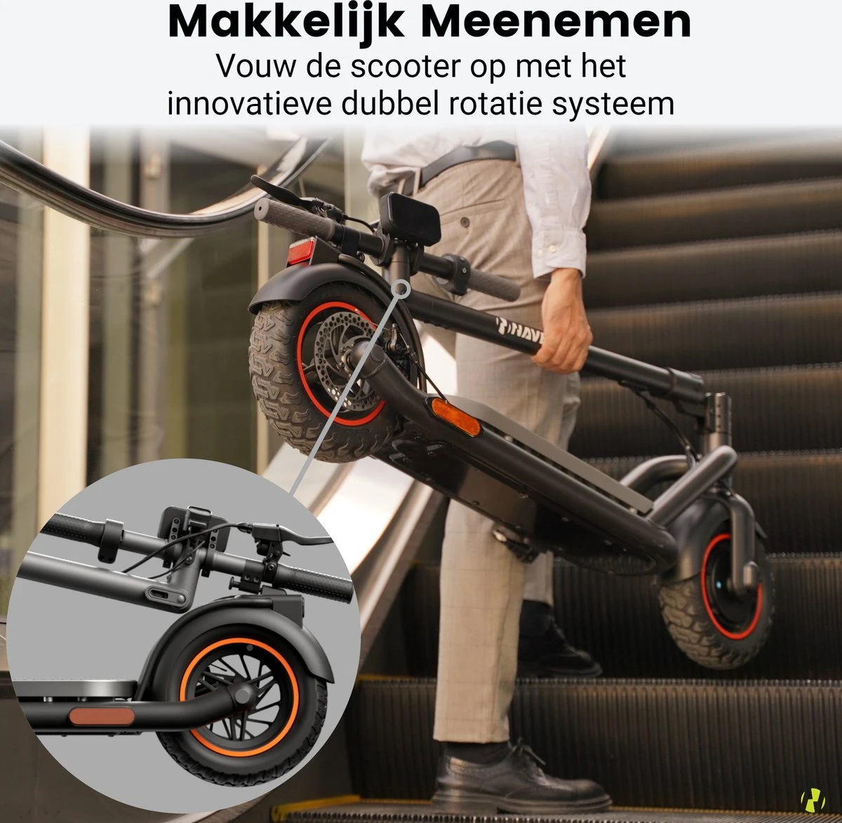 NAVEE N65 Elektrische Step Voor Volwassenen - Elektrische Scooter Met 10'' Luchtbanden - Motorvermogen E Step Van 500W Tot 1000W - Bereik Tot 65km Aan Snelheid Van 25km/u - Afbeelding 8