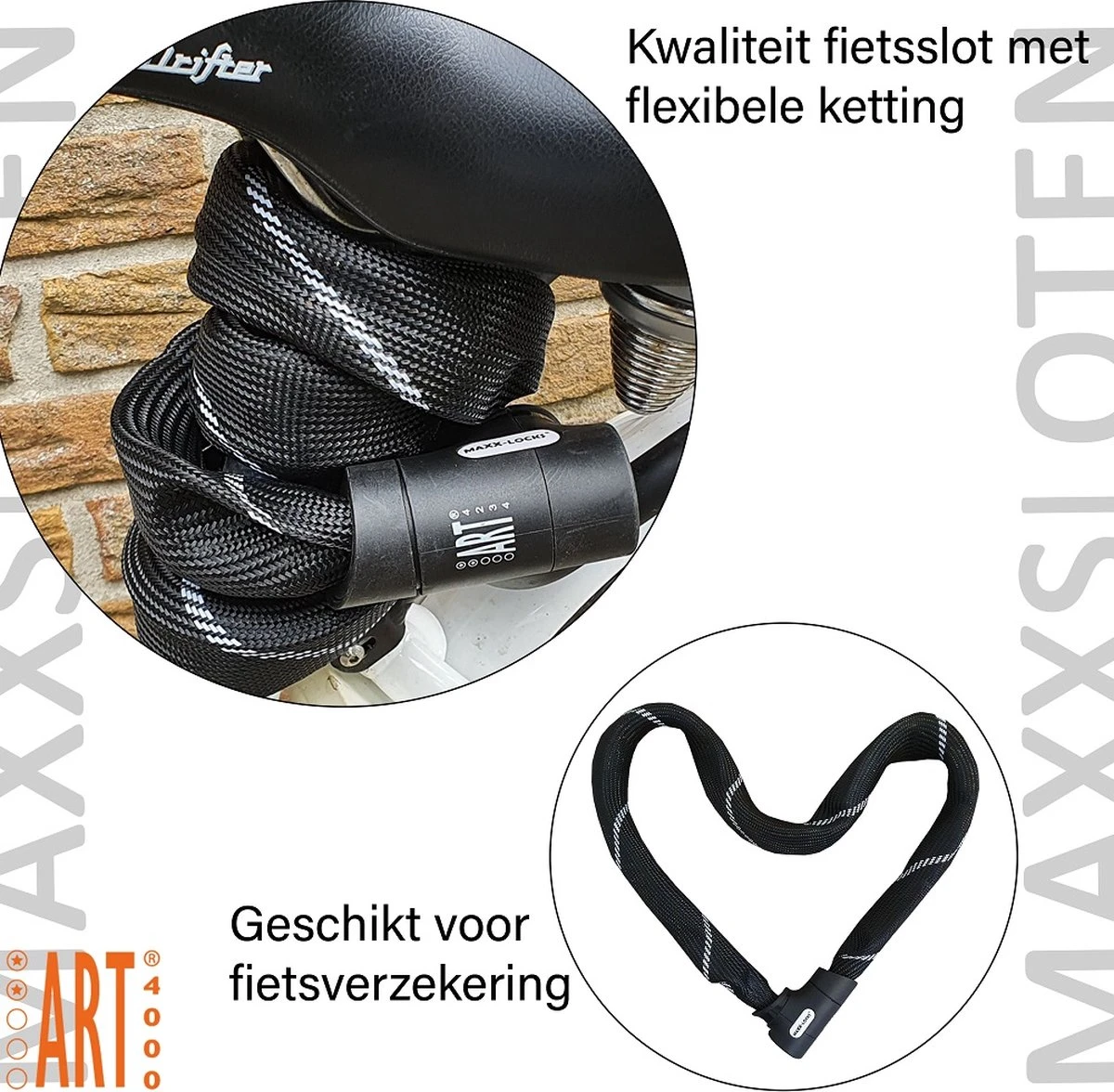 Maxx-Locks Twizel Fietsslot ART 2 | 140 Cm Kettingslot | Gehard Staal | Zwart | Slot E-Bike / Fiets - Afbeelding 8