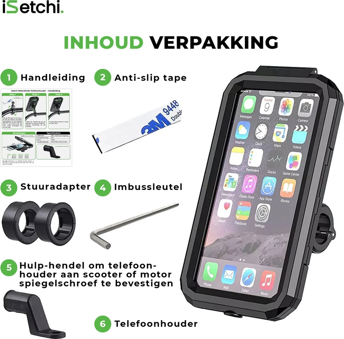 ISetchi Telefoonhouder Fiets Waterdicht S (4 Tot 5.5 Inch) - 360 Graden Rotatie - Ook Voor Scooter & Motor - Gsm Houder Fiets - Waterdicht IP67 Level - Zwart - Afbeelding 15