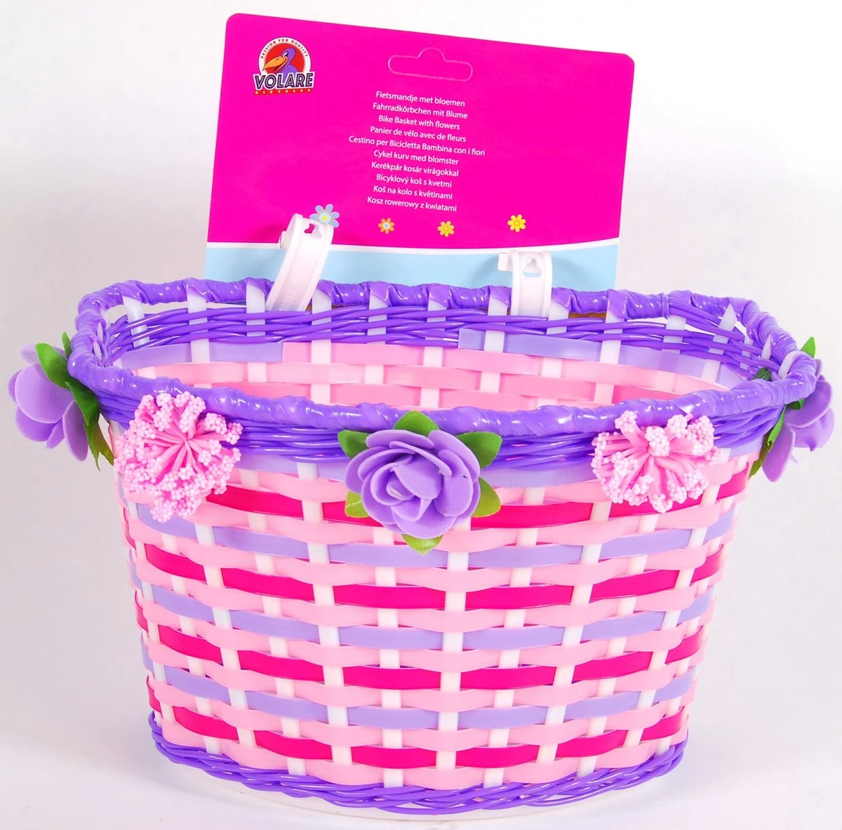 Volare Gevlochten Fietsmand Met Bloemen - Afbeelding 3