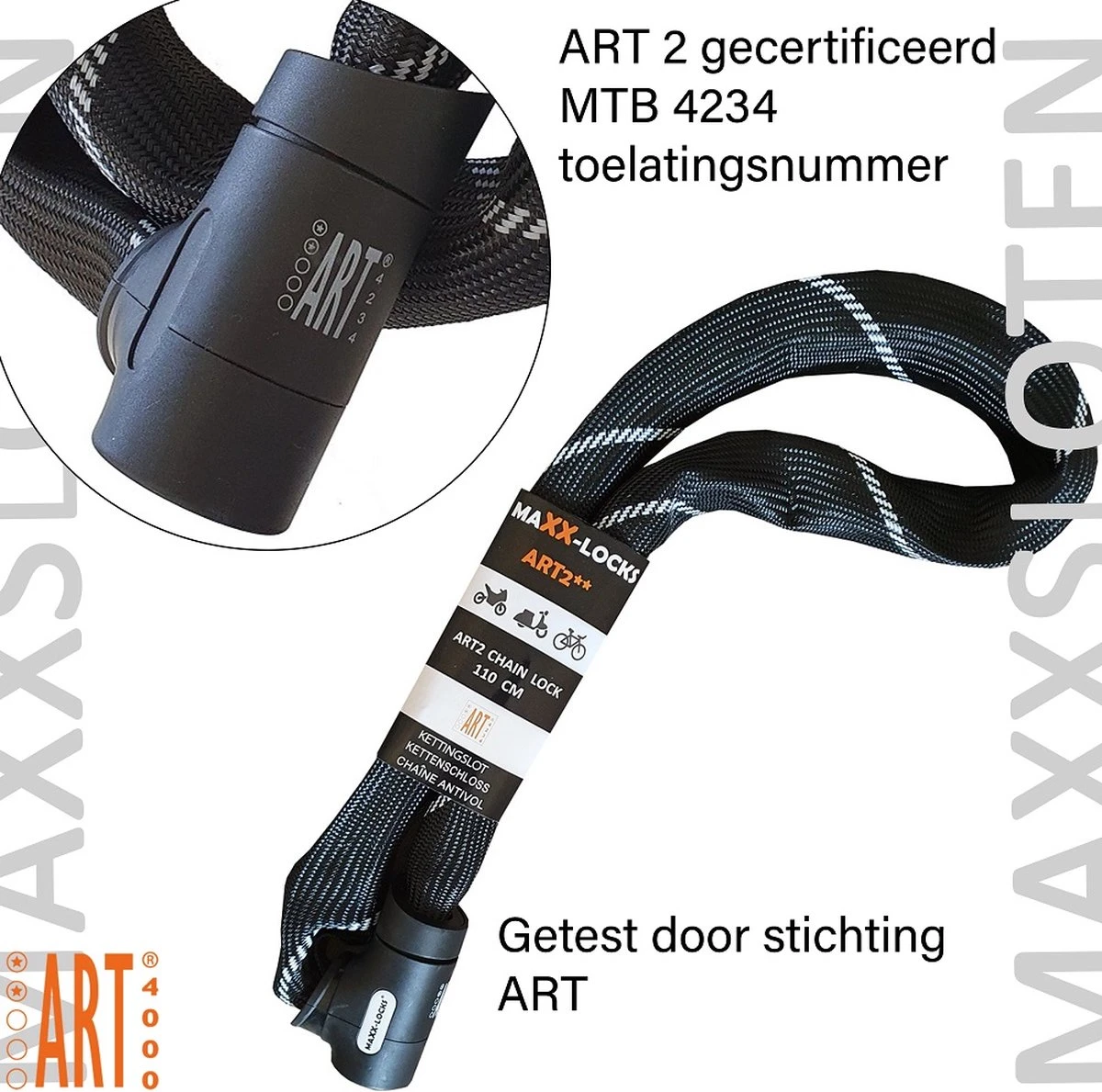 Maxx-Locks Twizel Fietsslot ART 2 | 140 Cm Kettingslot | Gehard Staal | Zwart | Slot E-Bike / Fiets - Afbeelding 6