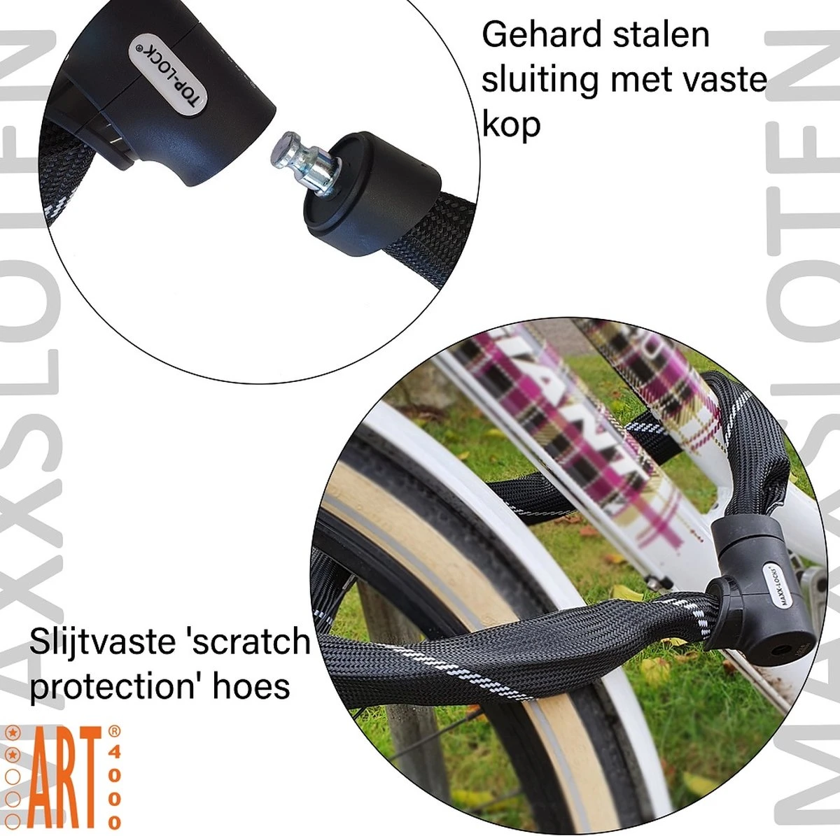 Maxx-Locks Twizel Fietsslot ART 2 | 140 Cm Kettingslot | Gehard Staal | Zwart | Slot E-Bike / Fiets - Afbeelding 3