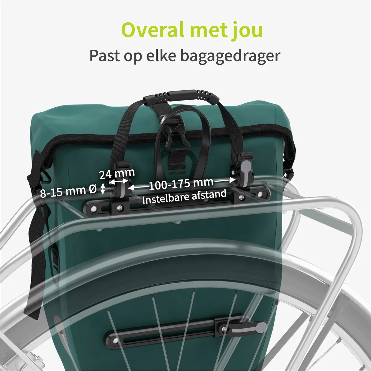 ACROPAQ Fietstas Enkele, 25L, Waterdicht, Dragen Als Handtas En Schoudertas, Met Reflectoren Ook Voor Elektrische Fietsen Storm Blauw - Afbeelding 2