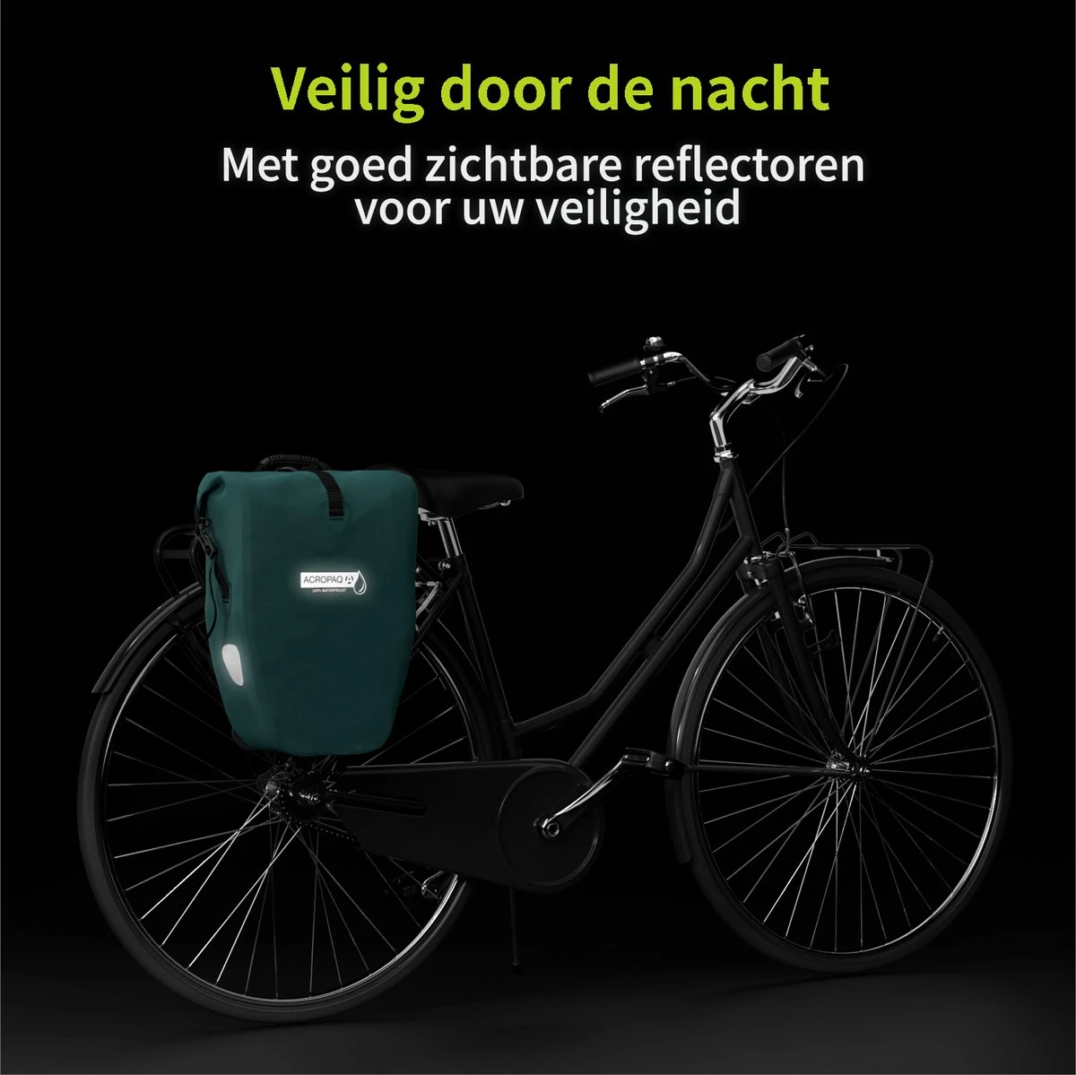 ACROPAQ Fietstas Enkele, 25L, Waterdicht, Dragen Als Handtas En Schoudertas, Met Reflectoren Ook Voor Elektrische Fietsen Storm Blauw - Afbeelding 4