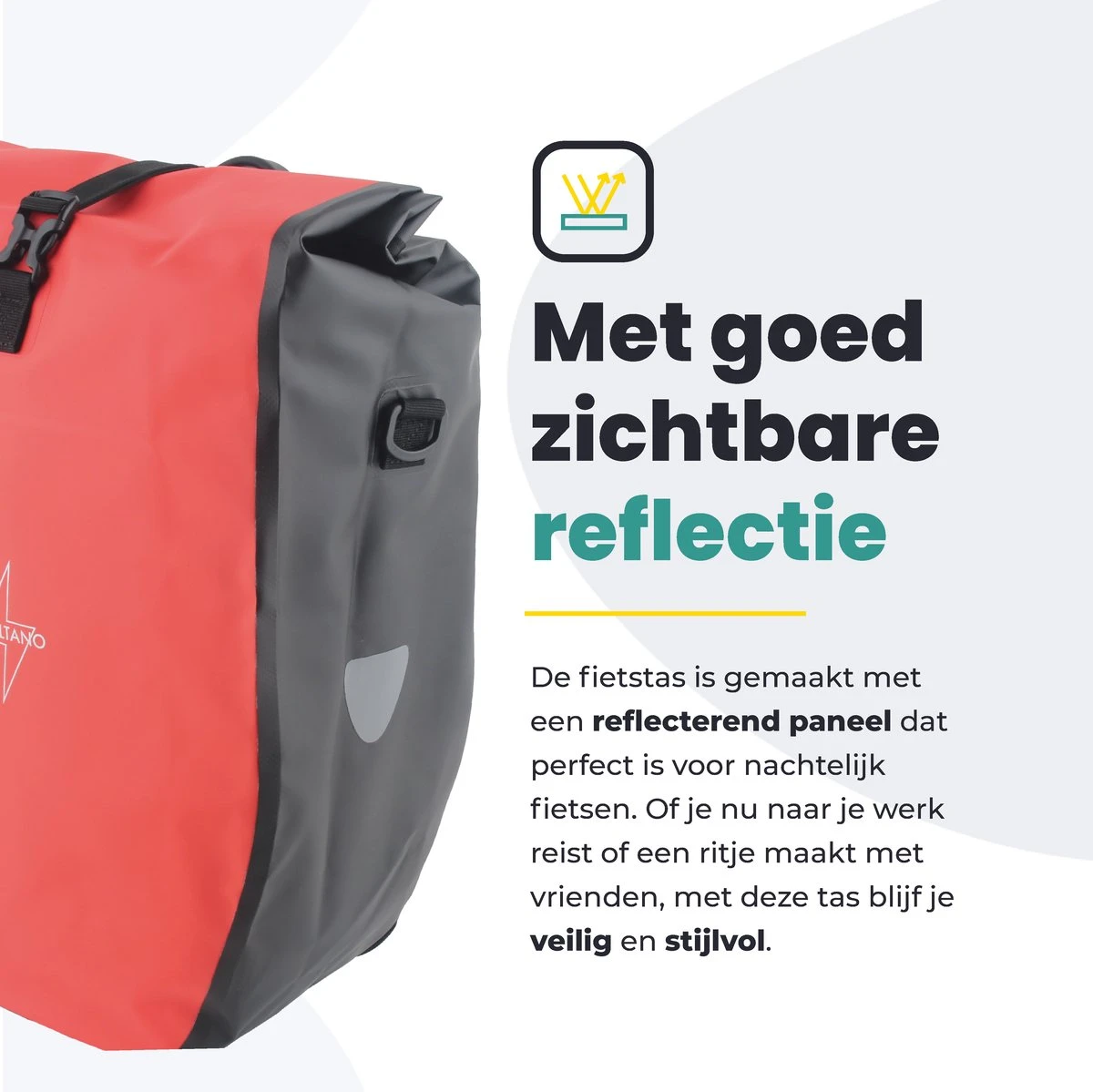 Voltano Luxe Fietstas 28L - Enkele Pakaftas - Zwart / Rood - 100% Waterdicht - Gratis Schouderband - Afbeelding 7