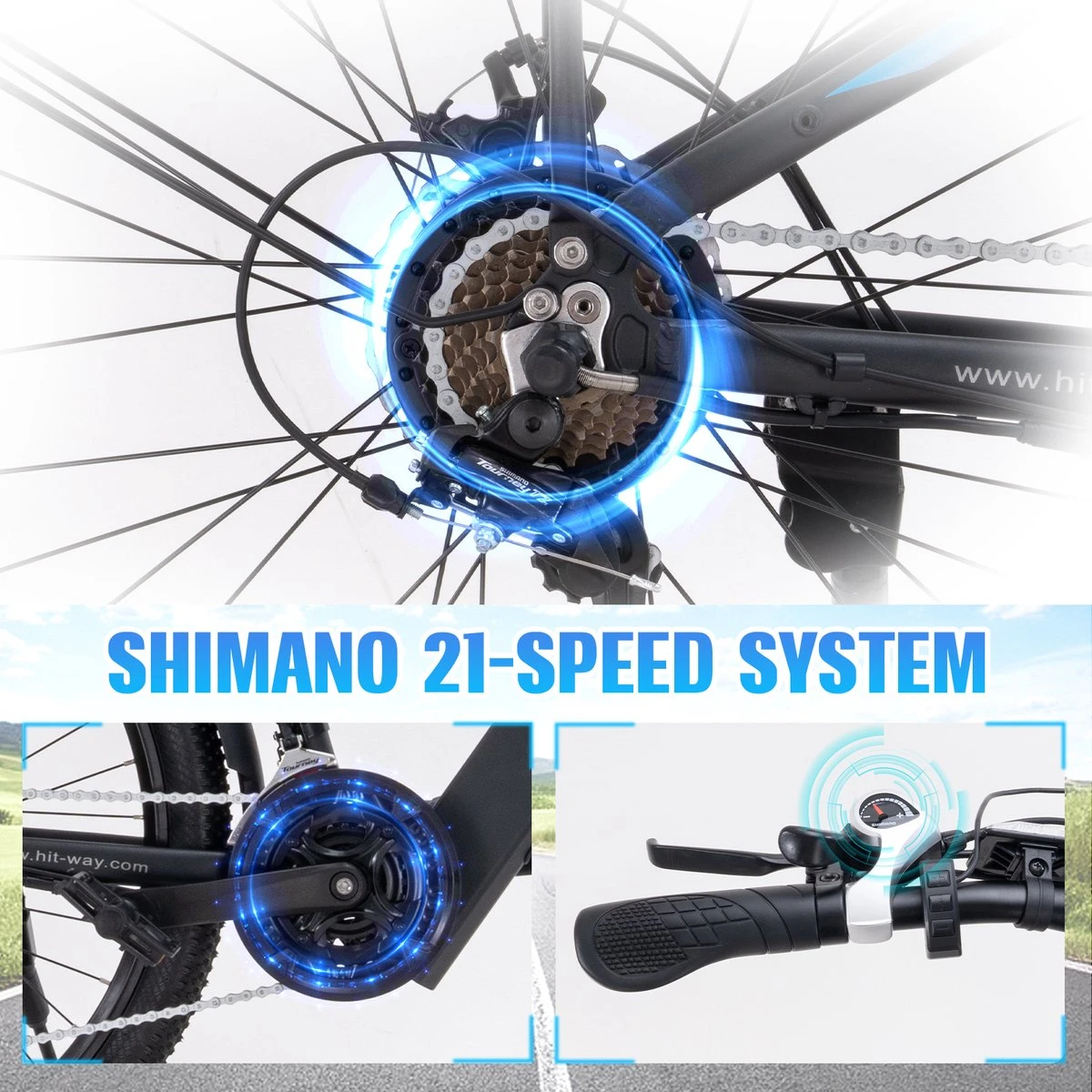 Hitway Elektrische Fiets Off-Road | Electric Mountain Bike | E-bike | 250W Motor | 26 Inch | Zwart - Afbeelding 3