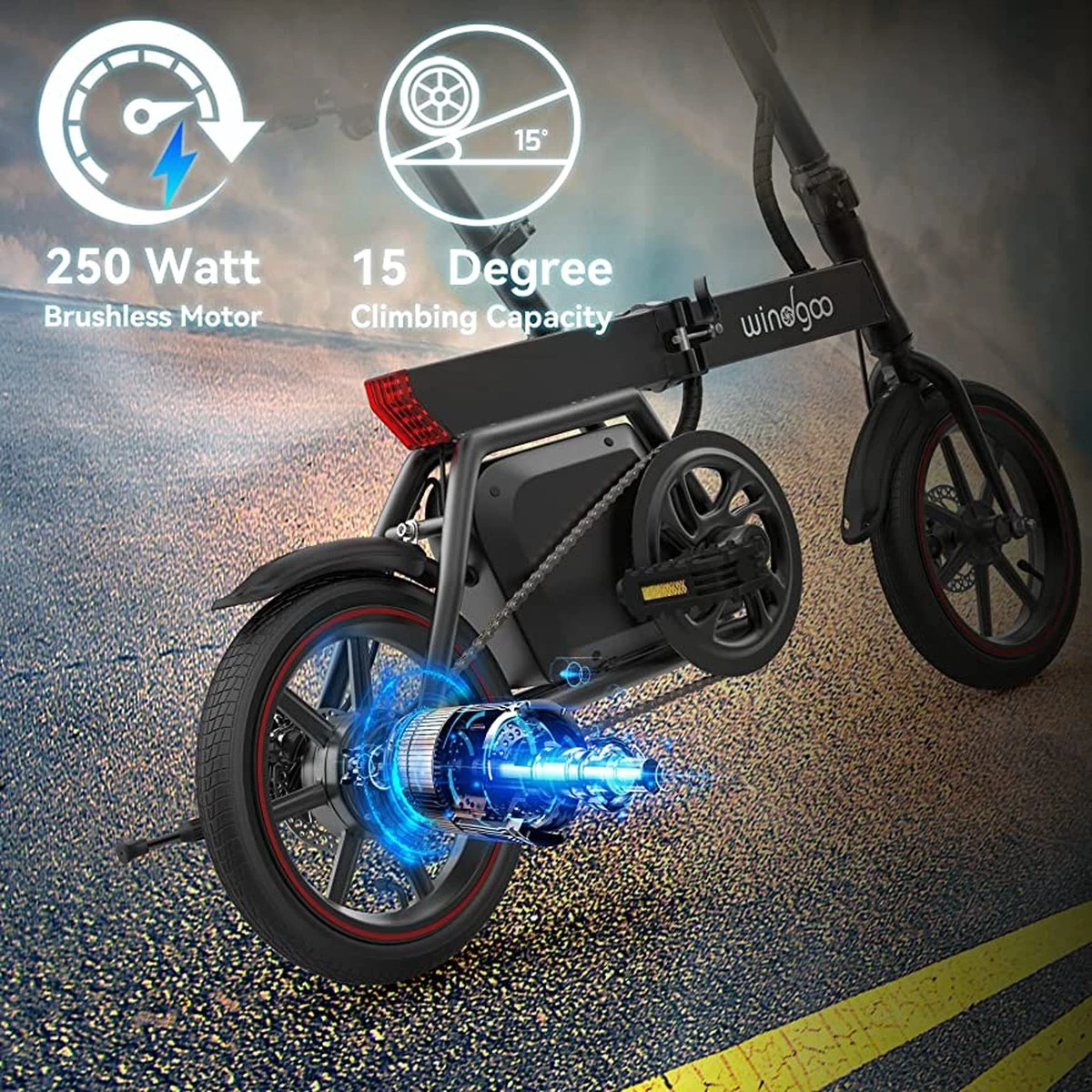 Merkloos Windgoo B20 V3- APP IOS Android - Elektrische Vouwfiets - E Bike - 7.8Ah Batterij - 250W - 14 Inch - 25 KM/H - Zwart - Afbeelding 14
