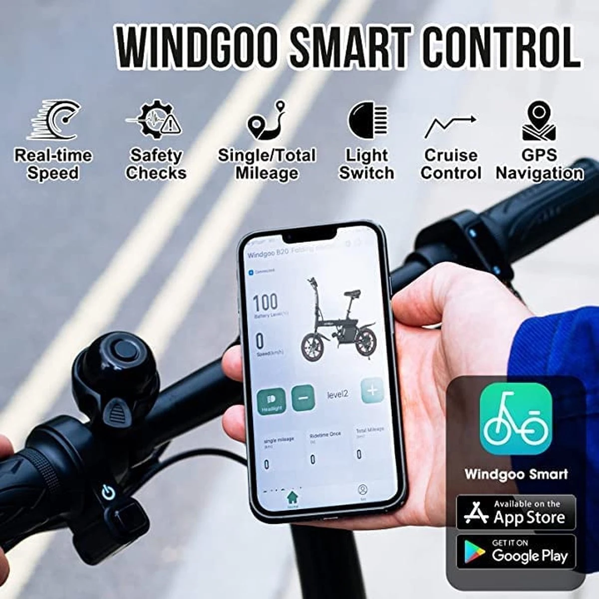 Merkloos Windgoo B20 V3- APP IOS Android - Elektrische Vouwfiets - E Bike - 7.8Ah Batterij - 250W - 14 Inch - 25 KM/H - Zwart - Afbeelding 15
