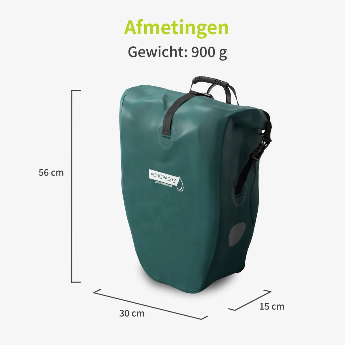 ACROPAQ Fietstas Enkele, 25L, Waterdicht, Dragen Als Handtas En Schoudertas, Met Reflectoren Ook Voor Elektrische Fietsen Storm Blauw - Afbeelding 6