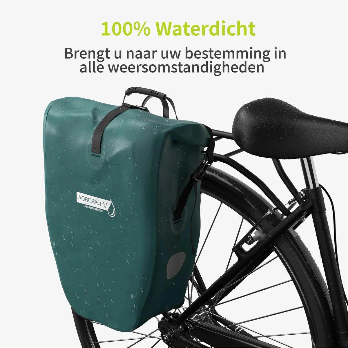 ACROPAQ Fietstas Enkele, 25L, Waterdicht, Dragen Als Handtas En Schoudertas, Met Reflectoren Ook Voor Elektrische Fietsen Storm Blauw - Afbeelding 7