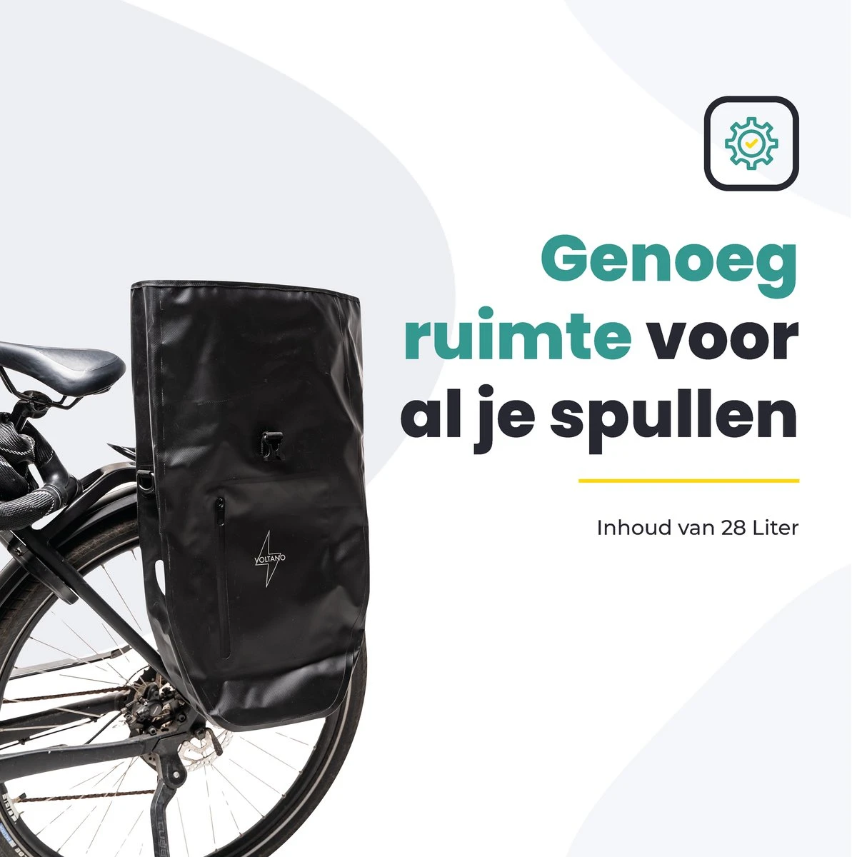 Voltano Luxe Fietstas 28L - Enkele Pakaftas - Zwart / Rood - 100% Waterdicht - Gratis Schouderband - Afbeelding 2