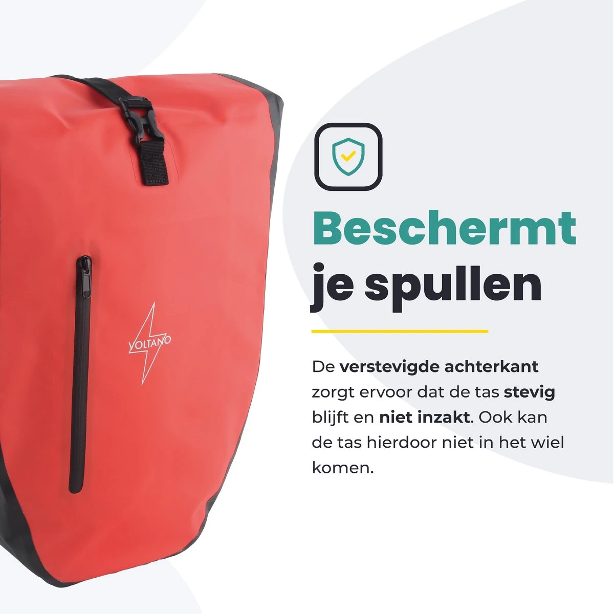 Voltano Luxe Fietstas 28L - Enkele Pakaftas - Zwart / Rood - 100% Waterdicht - Gratis Schouderband - Afbeelding 4