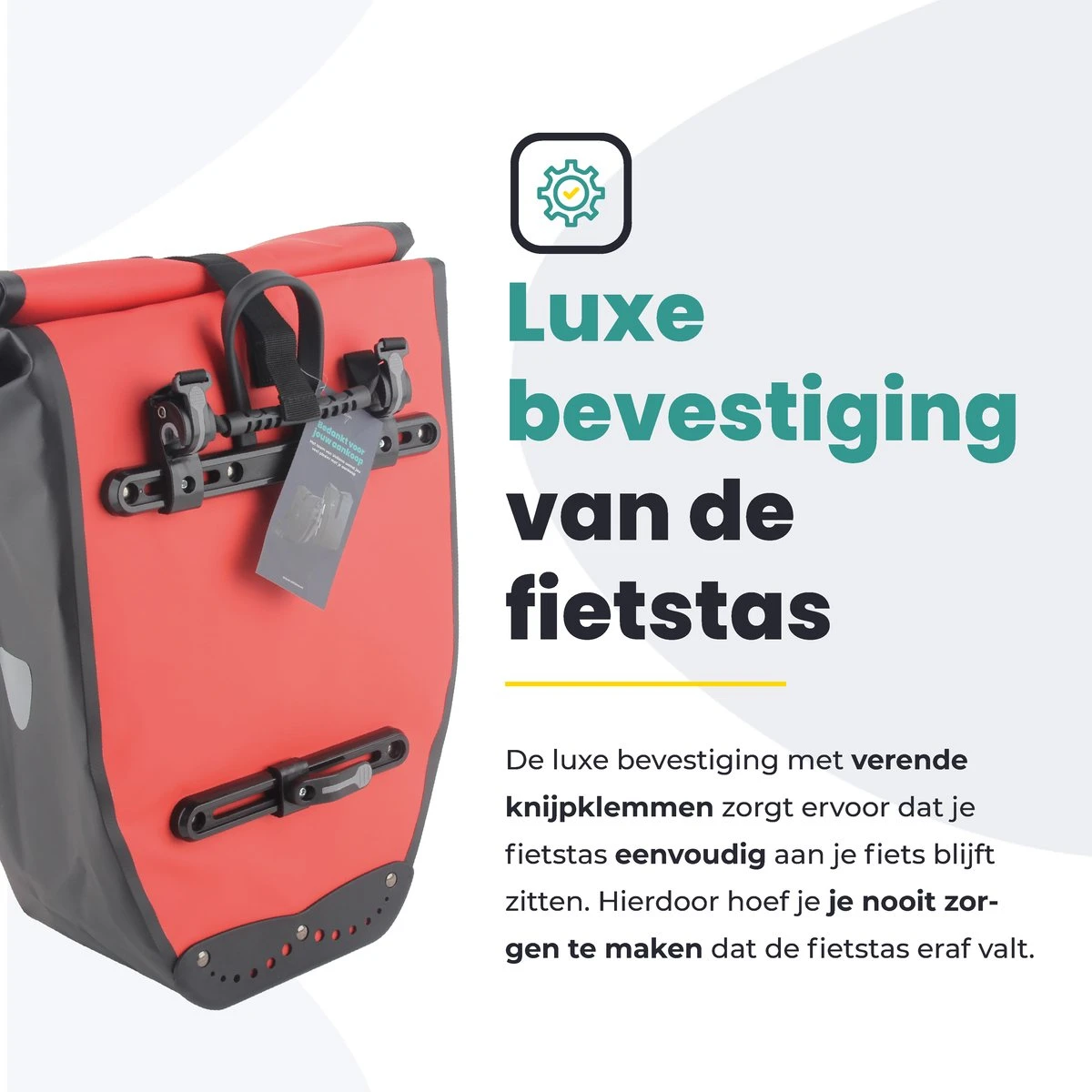 Voltano Luxe Fietstas 28L - Enkele Pakaftas - Zwart / Rood - 100% Waterdicht - Gratis Schouderband - Afbeelding 5
