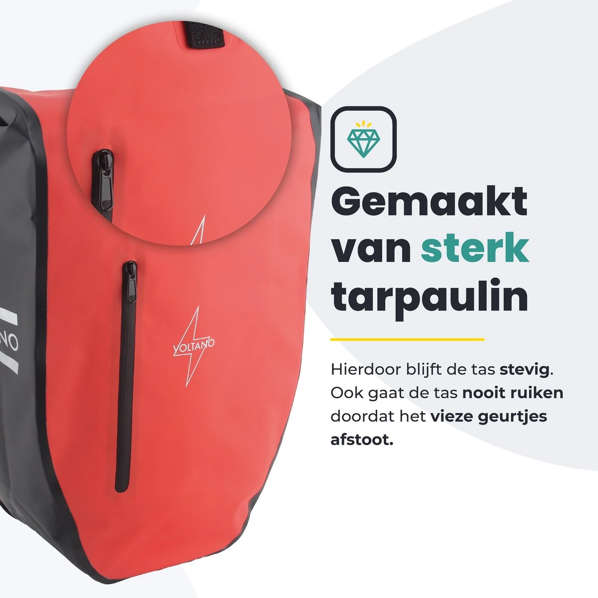 Voltano Luxe Fietstas 28L - Enkele Pakaftas - Zwart / Rood - 100% Waterdicht - Gratis Schouderband - Afbeelding 10