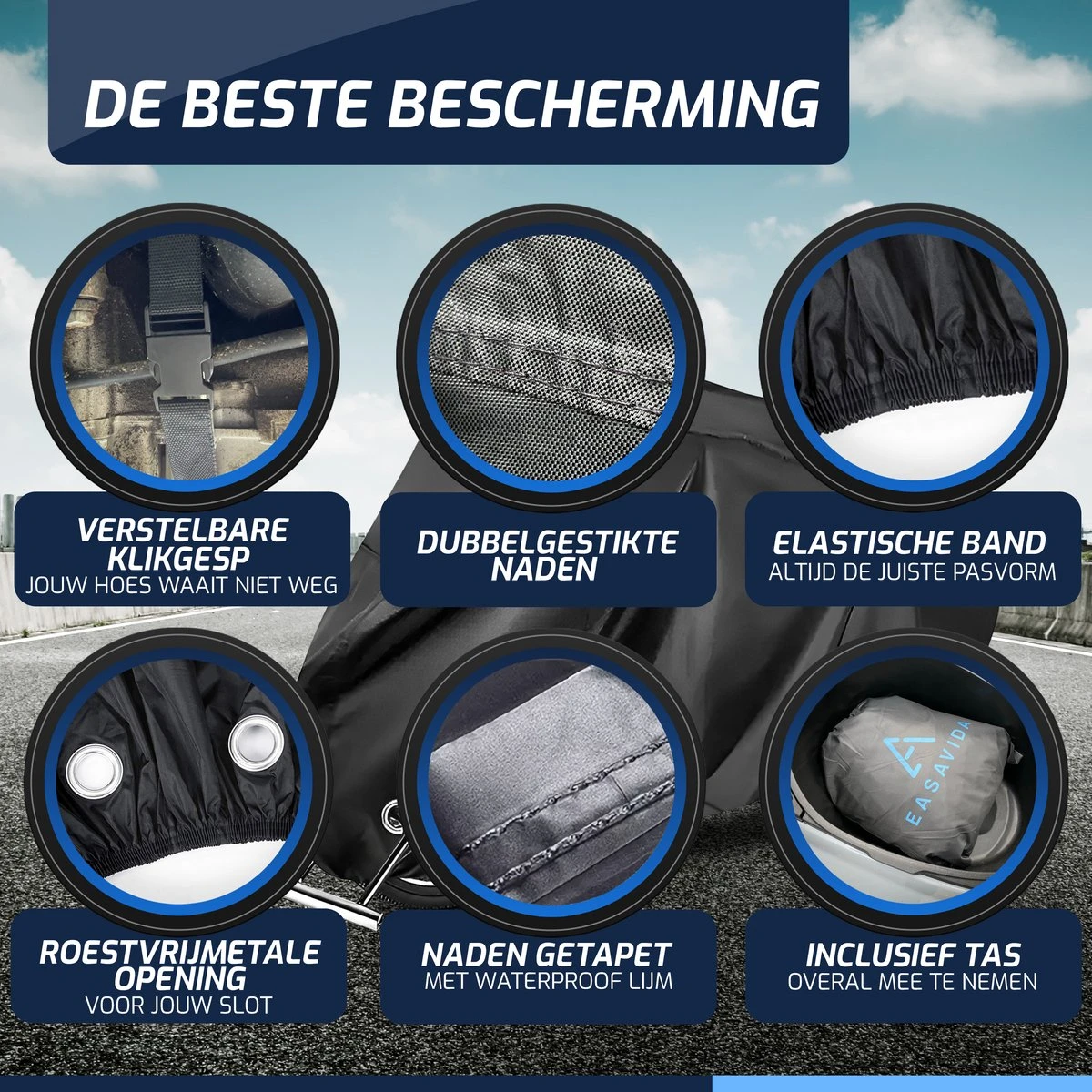 Easavida Fietshoes Voor 1/2 Fietsen – Fietsbeschermhoes – Waterdicht – 200 X 85 X 110 Cm – Inclusief Opbergtas - Afbeelding 6