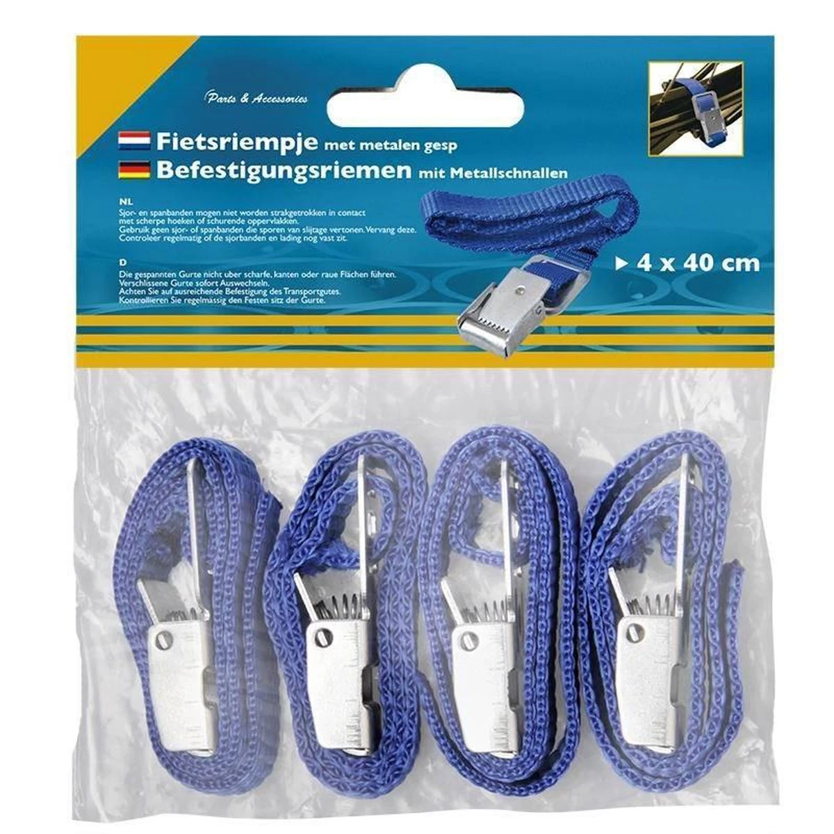 PROPLUS Pro Plus Fietsriempjes Met Metalen Gesp - Fietsendrager - 4 Stuks - Afbeelding 6