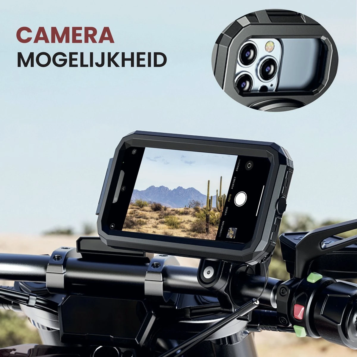 DistinQ Telefoonhouder Fiets Waterdicht XL (6 Tot 7 Inch) - 360 Graden Draaibaar - Fiets, Scooter & Motor - GSM Houder Fiets - Waterdicht IP67 - Zwart - Afbeelding 6