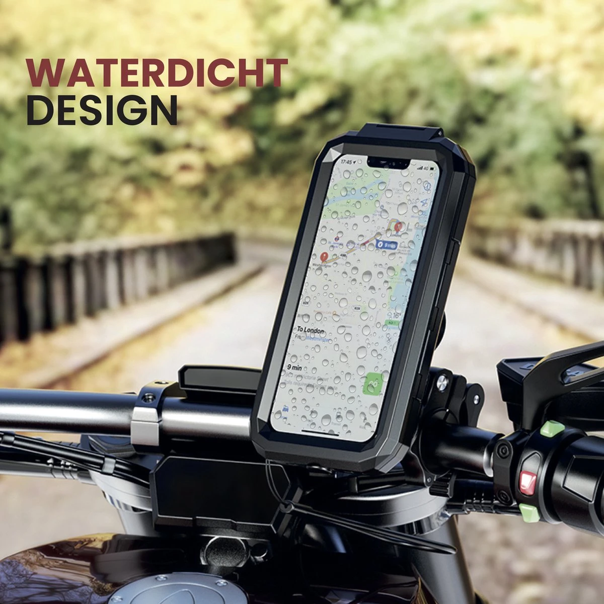 DistinQ Telefoonhouder Fiets Waterdicht XL (6 Tot 7 Inch) - 360 Graden Draaibaar - Fiets, Scooter & Motor - GSM Houder Fiets - Waterdicht IP67 - Zwart - Afbeelding 10