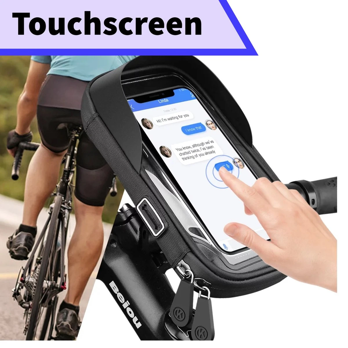 Universele Telefoonhouder PHR-BH1 Voor Motor, Fiets En Scooter - Waterdicht - Opbergvak - Fietstas - GSM Houder Voor Apple, Samsung, Huawei, Xiaomi T/m 7 Inch - Afbeelding 4