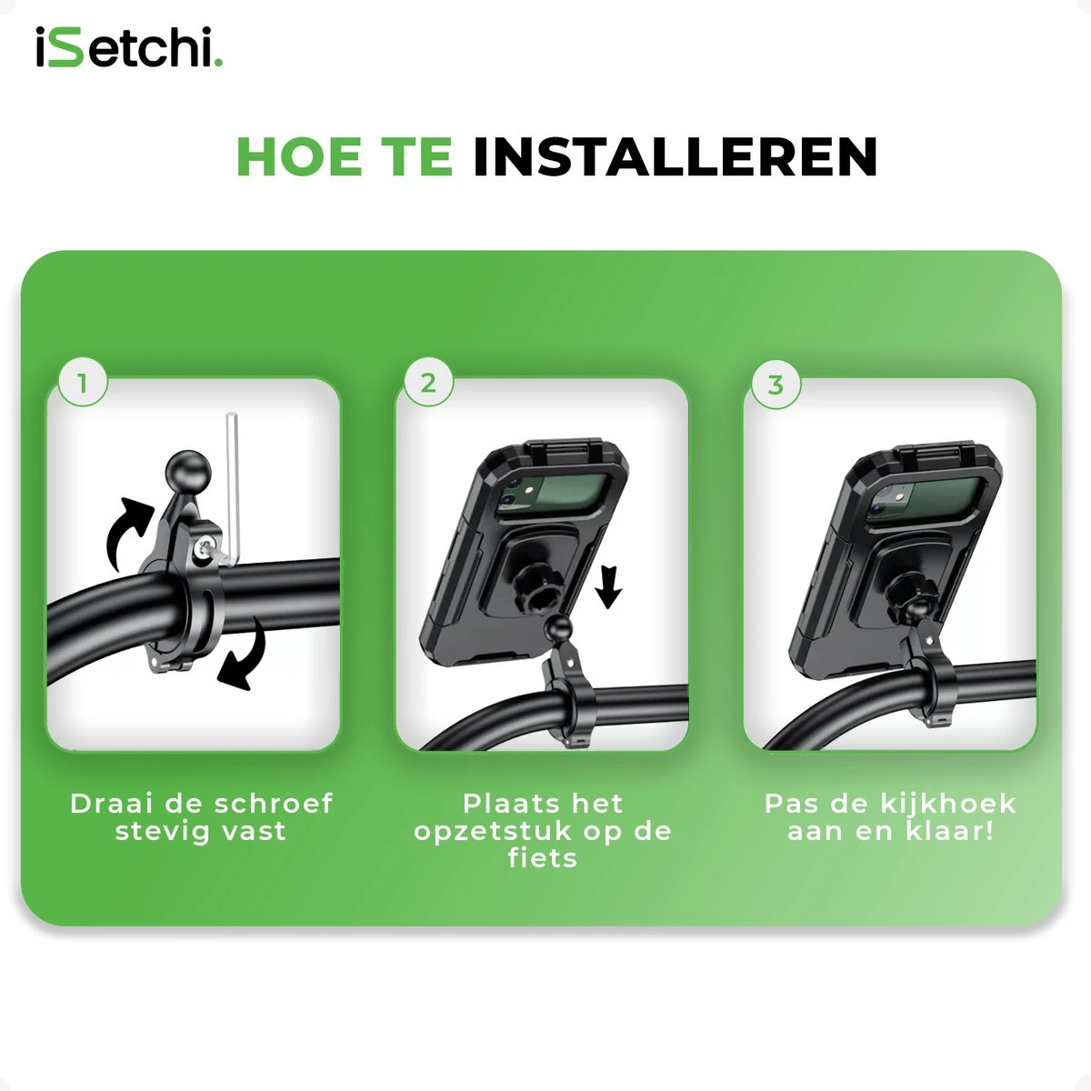 ISetchi Telefoonhouder Fiets Waterdicht S (4 Tot 5.5 Inch) - 360 Graden Rotatie - Ook Voor Scooter & Motor - Gsm Houder Fiets - Waterdicht IP67 Level - Zwart - Afbeelding 13