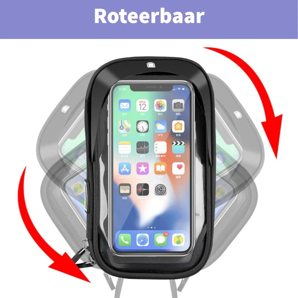 Telefoonhouder Fiets Waterdicht - Telefoonhouder Scooter En Kinderwagen - Fiets Telefoonhouder Universeel Met Kliksysteem - Large - Afbeelding 11